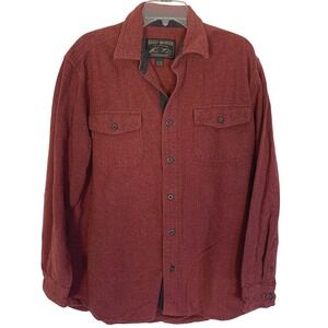 Grizzly Mountain Men's XL Heavy Flannel Flap Pockets Red Button Front Shirt‎